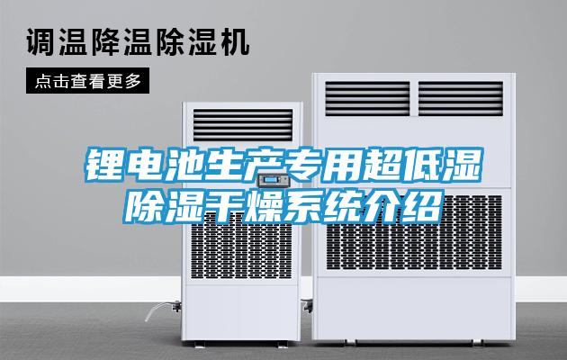 锂电池生产专用超低湿除湿干燥系统介绍