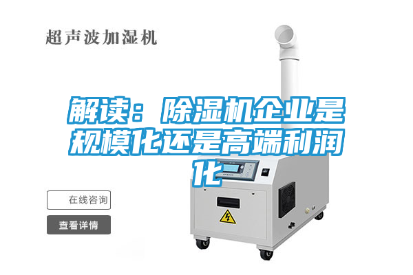 解读：除湿机企业是规模化还是高端利润化