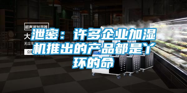 泄密：许多企业加湿机推出的产品都是丫环的命